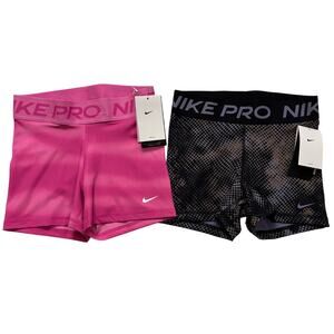 New 2 pairs Nike Pro Women’s Dri Fit 3” Shorts workout performance athleisure